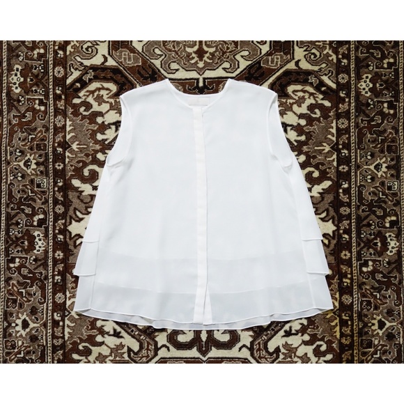 AR White Sheer Front Ruffle Back Floaty Top 6 - Picture 3 of 4